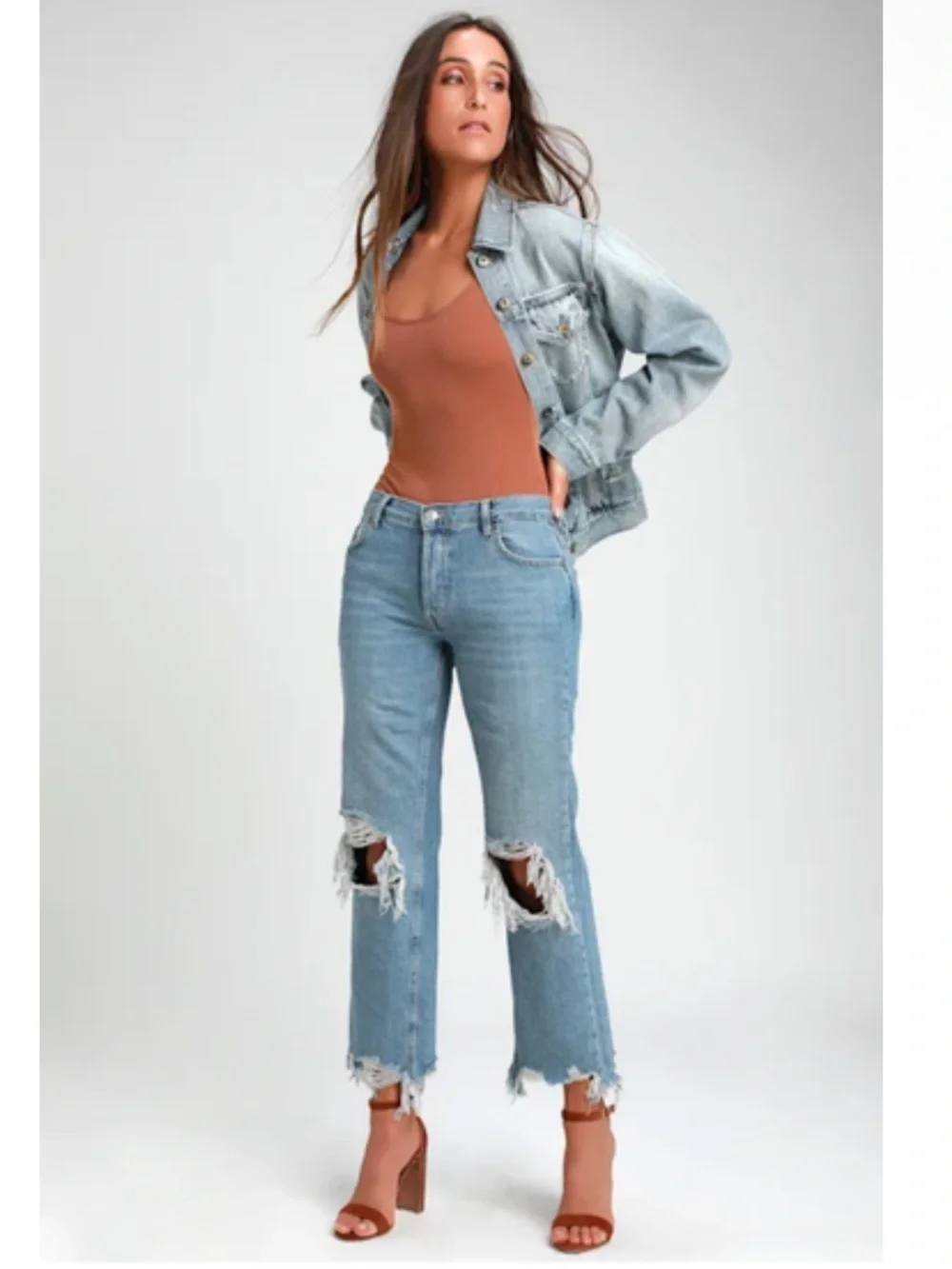 NWT Free People We The Free Maggie Distressed Straight Jeans 28